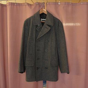 Schott Classic Melton Wool Oxford Grey Pea Coat